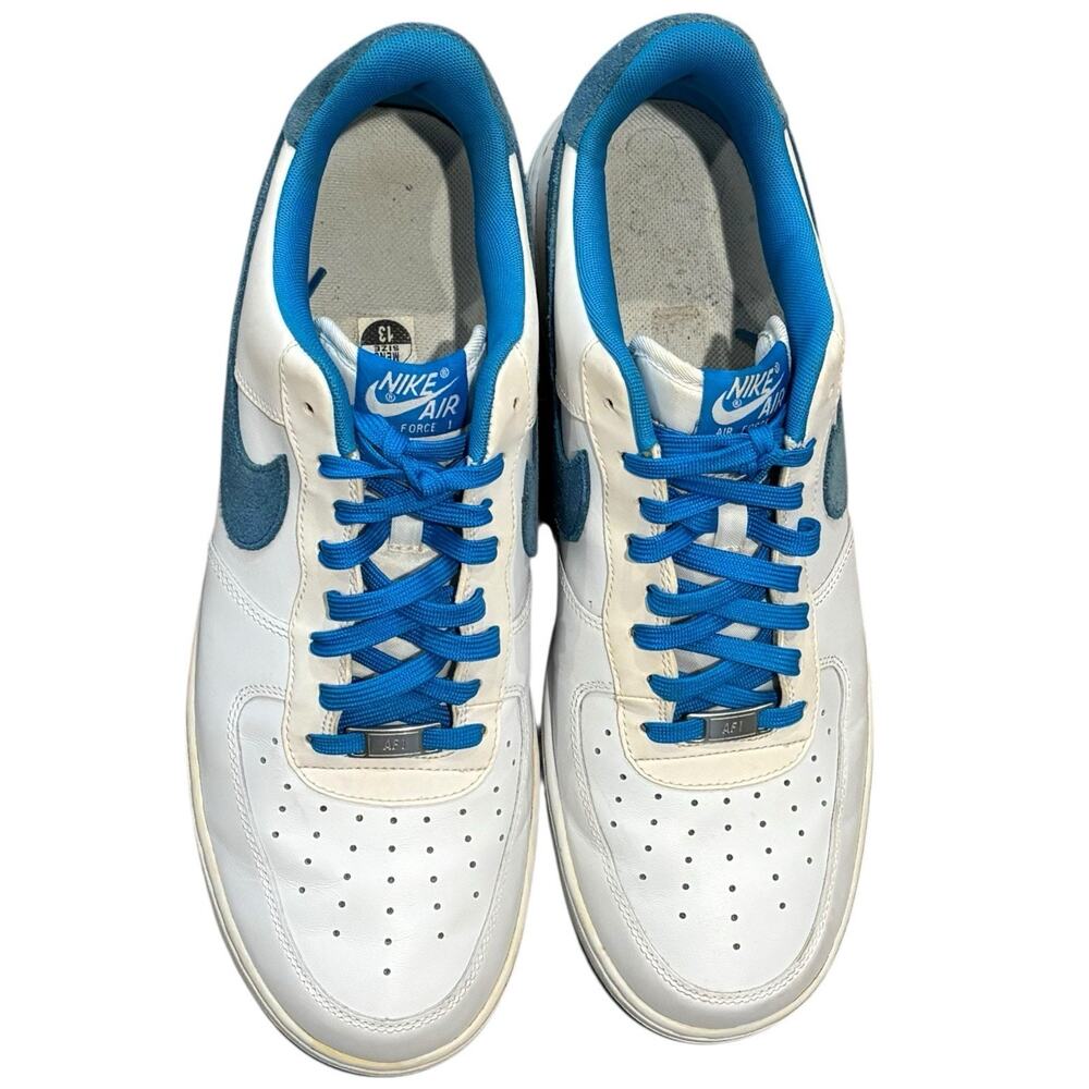 Nike Air Force 1 Low White Blue Suede Swoosh Men’s 13 Sneakers 488298-148